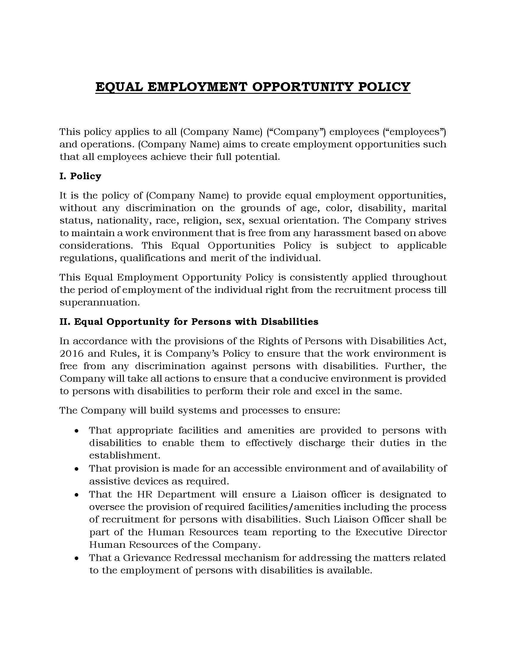 22 - Equal Employment Opportunity Policy